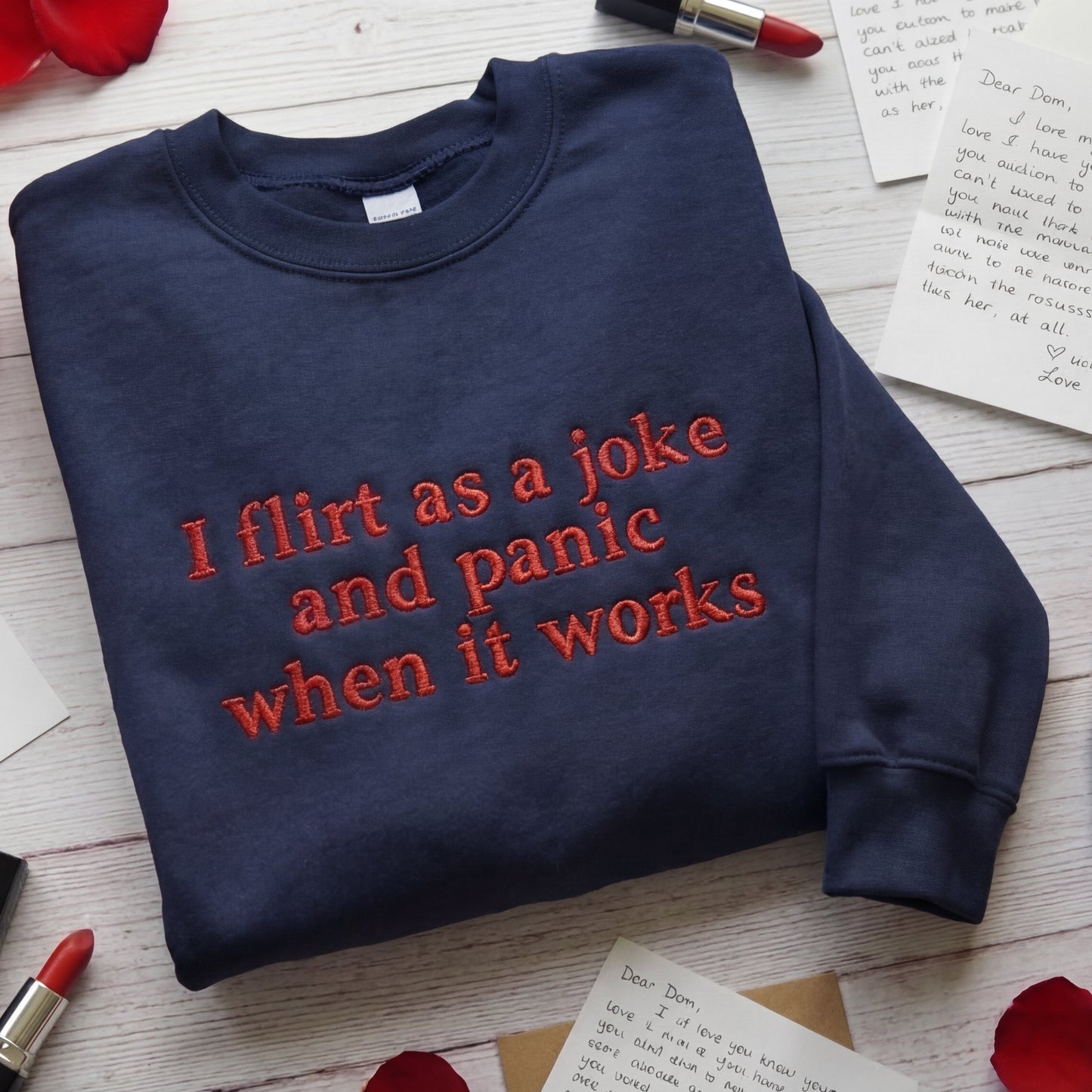I Flirt As A Joke And Panic When It Works Embroidered Shirt