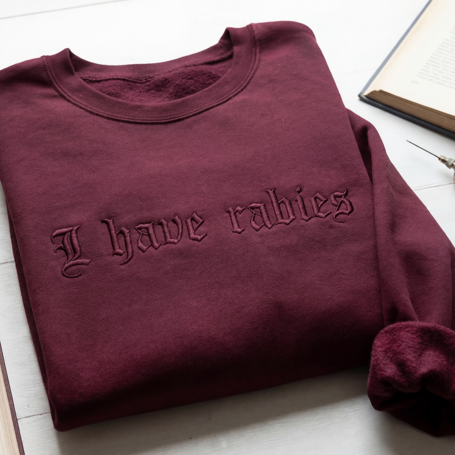 I Have Rabies Gothic Embroidered Shirt