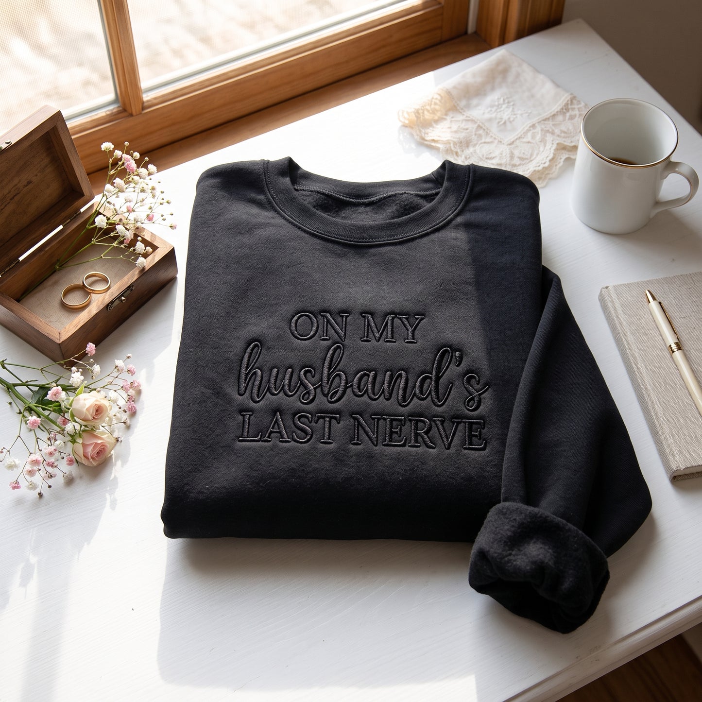 On My Husband's Last Nerve Embroidered Shirt