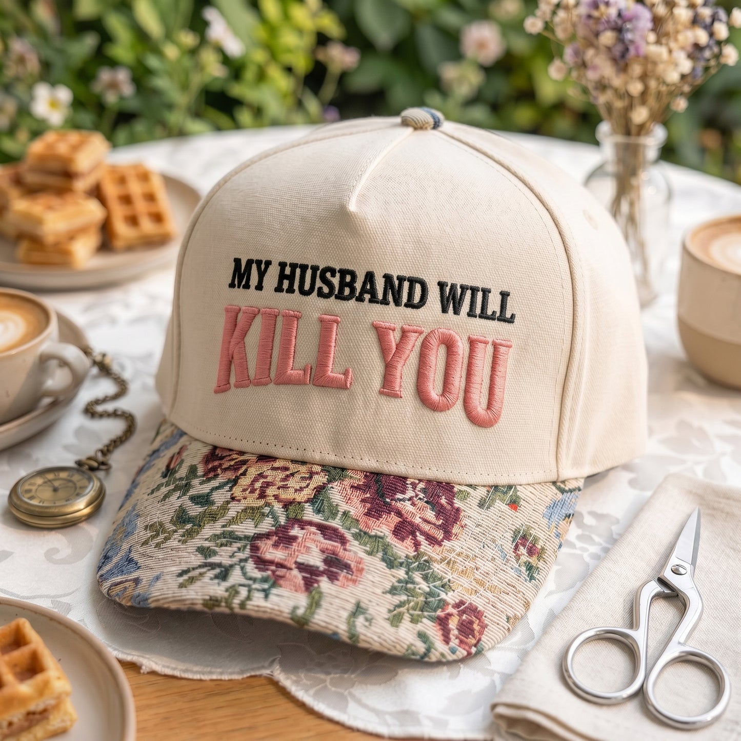 My Husband Will Kill You FLoral Hat