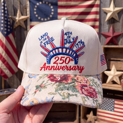 Custom Name Land Of Free FLoral Hat