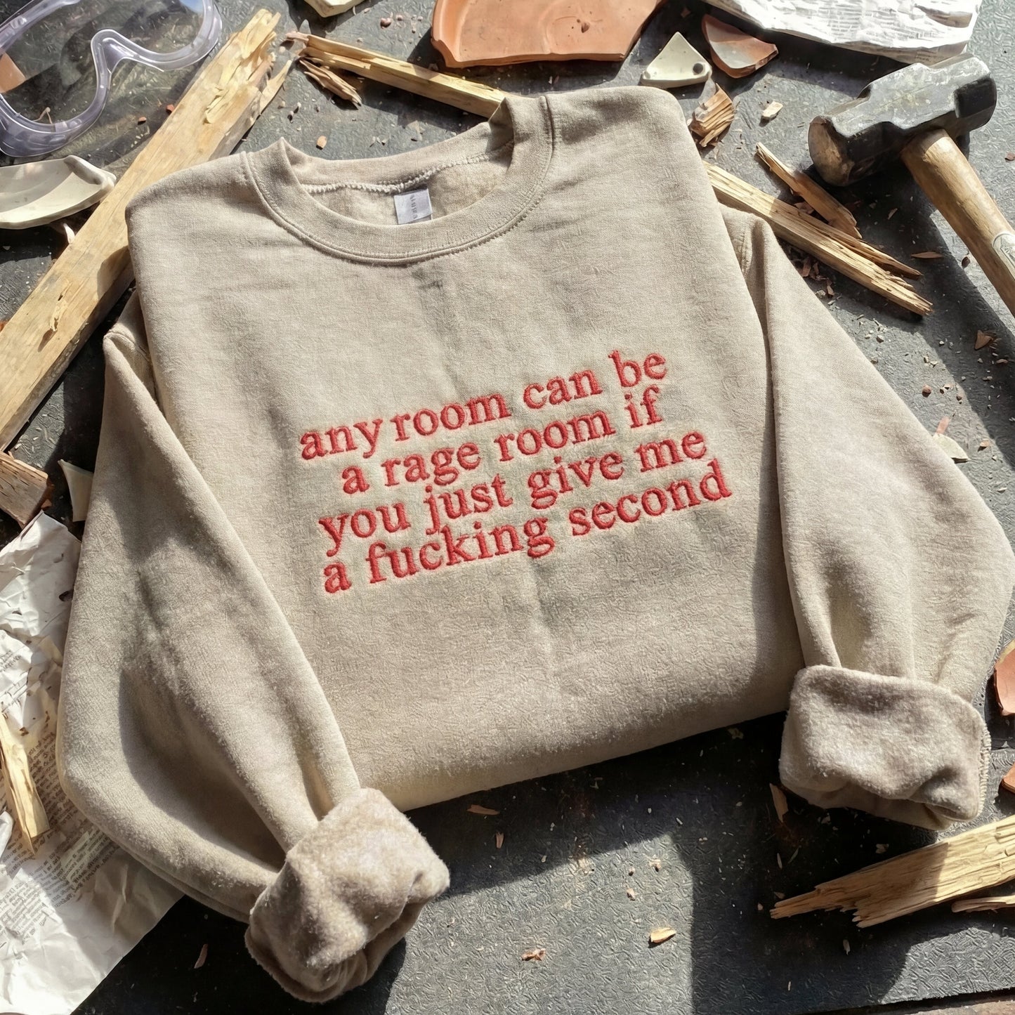 Any Room Can Be A Rage Room Embroidered Shirt