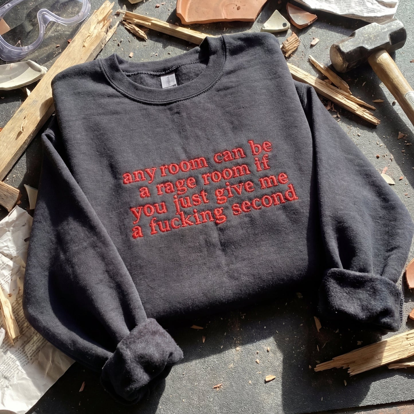 Any Room Can Be A Rage Room Embroidered Shirt