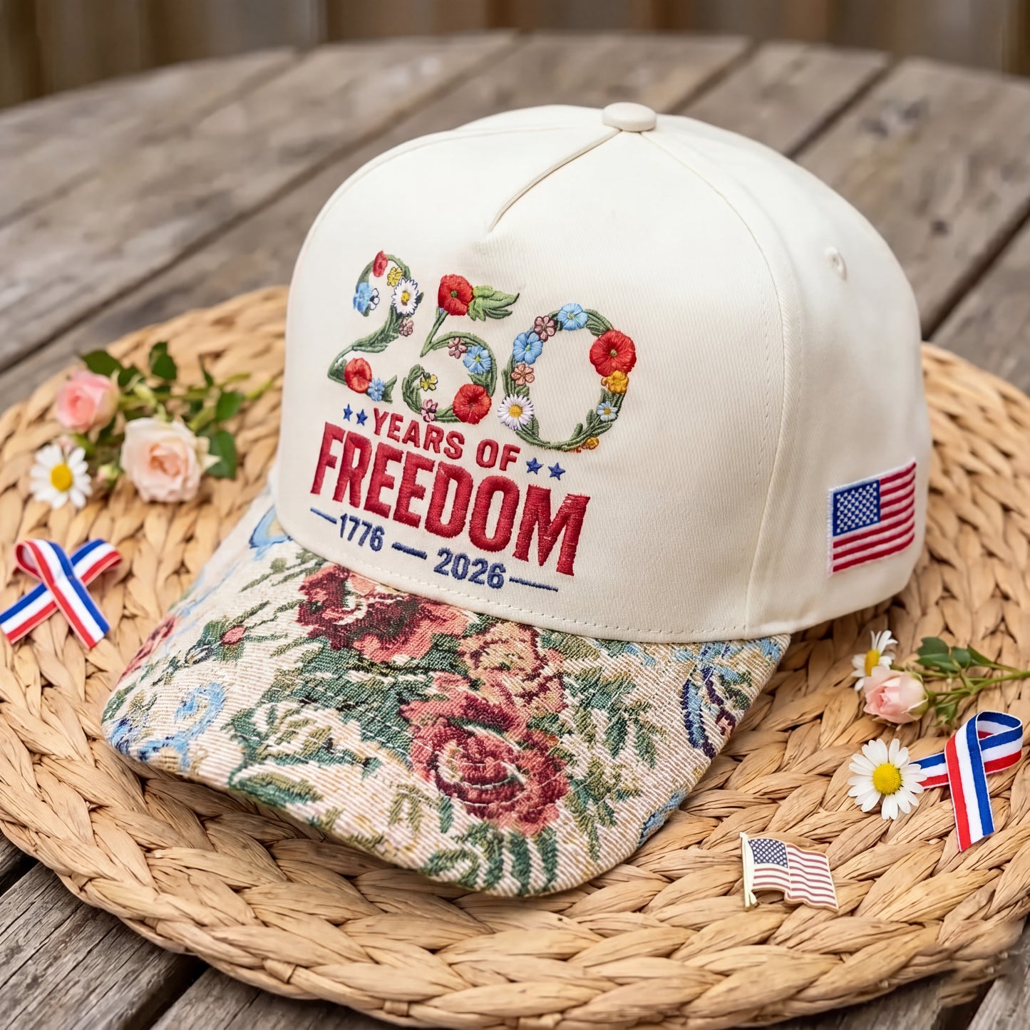 Custom Name Year Of Freedom FLoral Hat