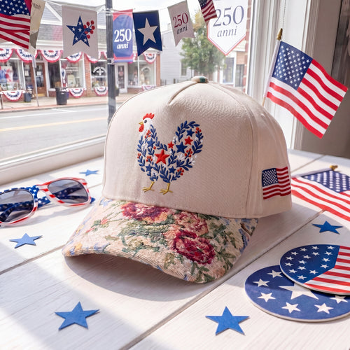 Chicken 4th of July FLoral Hat