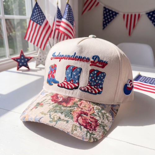 Cowboy Boots Patriotic FLoral Hat