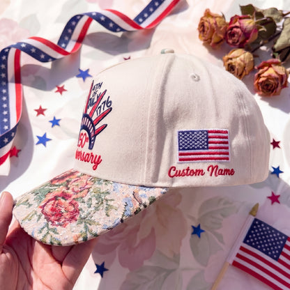 Custom Name Land Of Free FLoral Hat