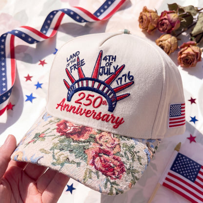 Custom Name Land Of Free FLoral Hat