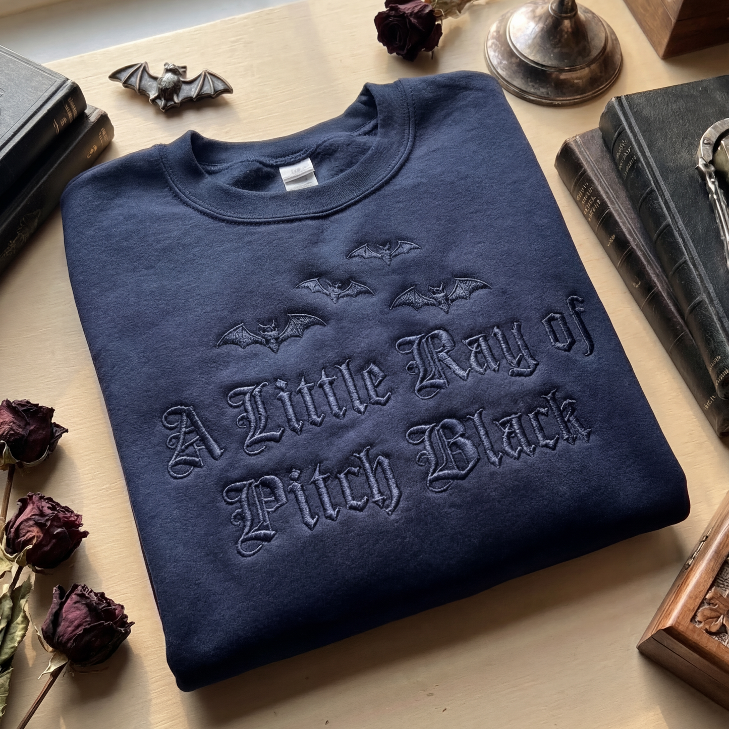 A Little Ray Of Pitch Black Gothic Embroidered Shirt