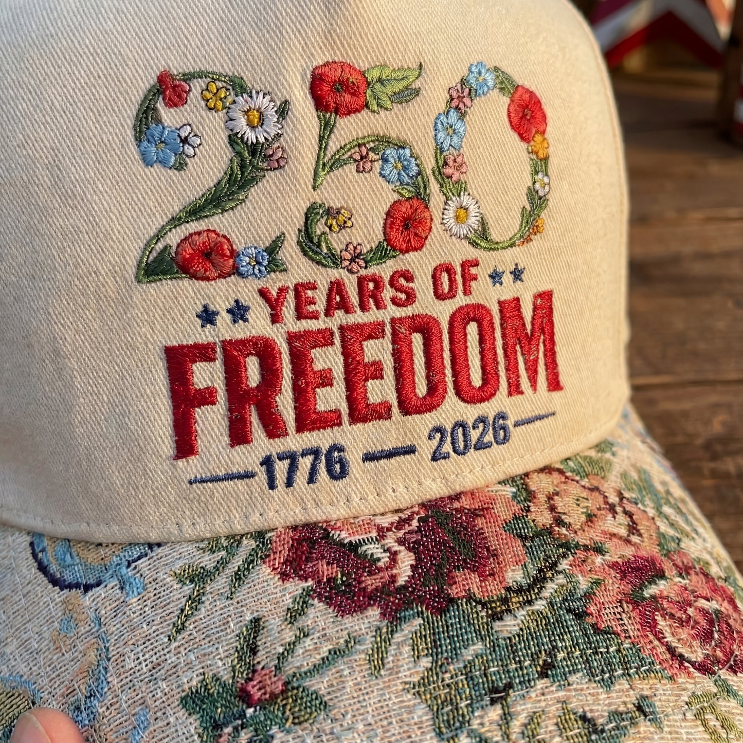 Custom Name Year Of Freedom FLoral Hat