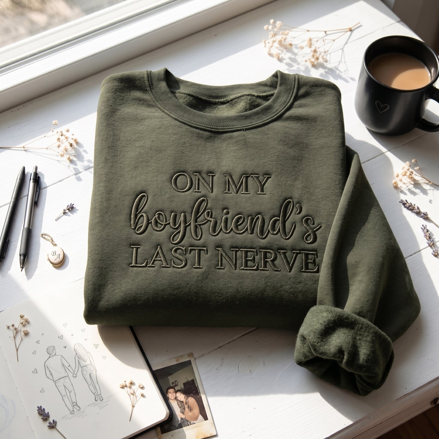 On My Boyfriend's Last Nerve Embroidered Shirt