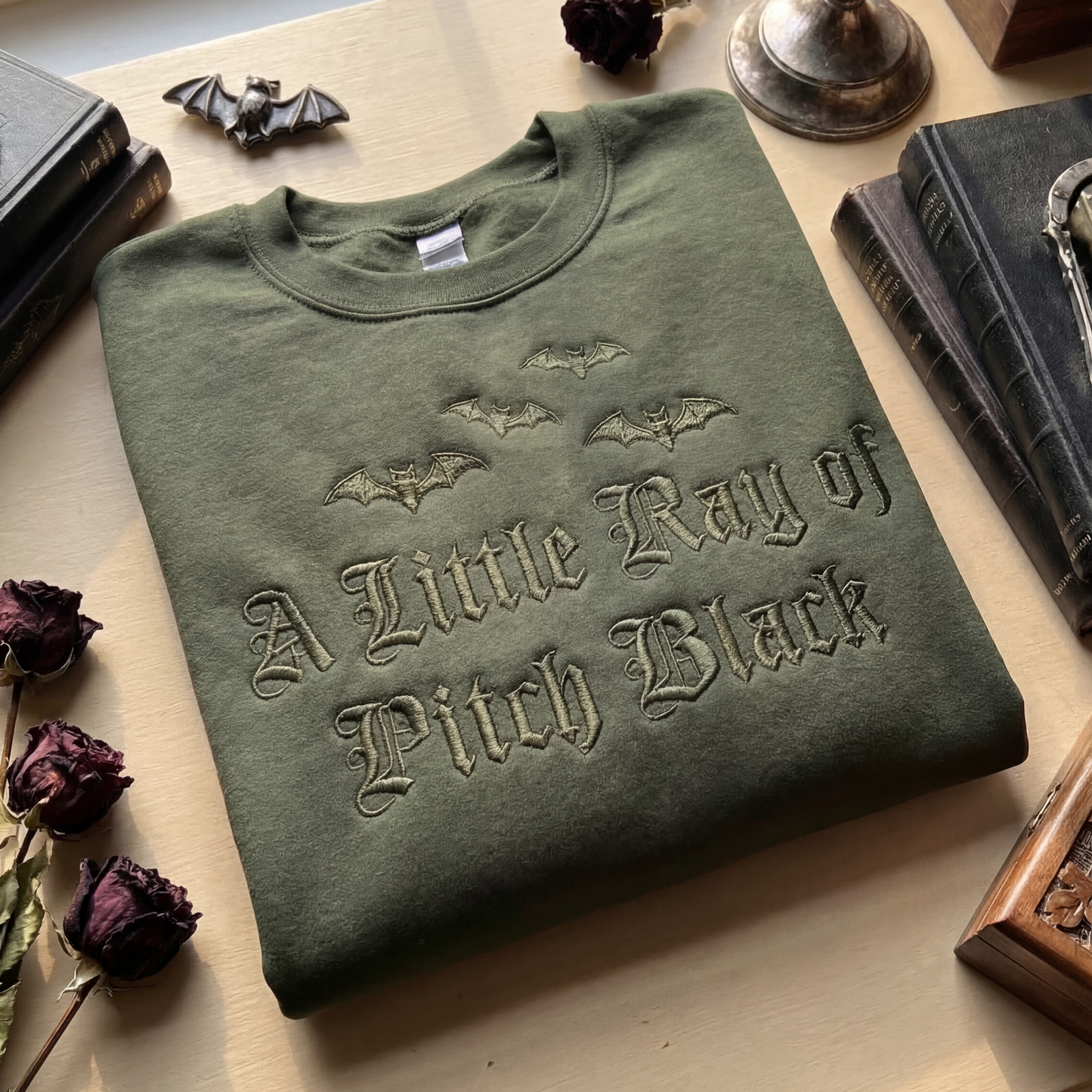 A Little Ray Of Pitch Black Gothic Embroidered Shirt