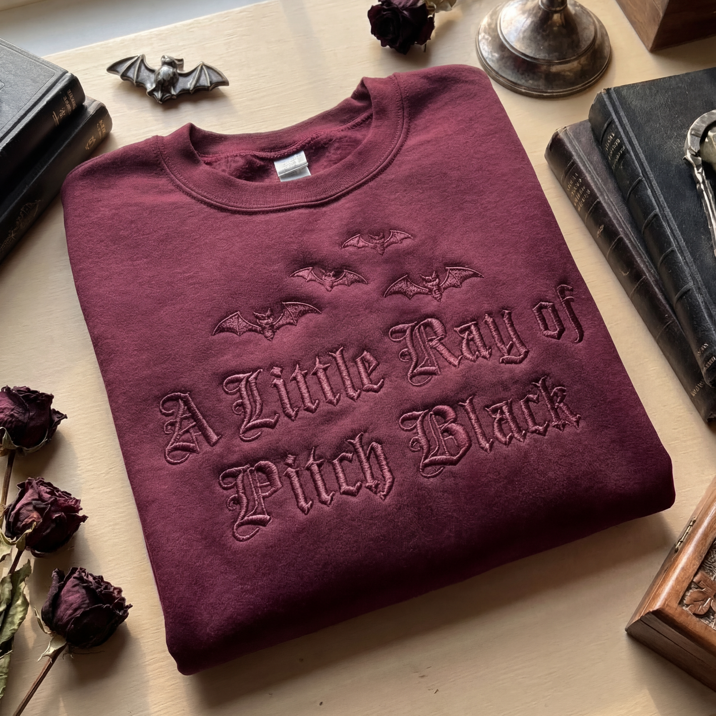 A Little Ray Of Pitch Black Gothic Embroidered Shirt