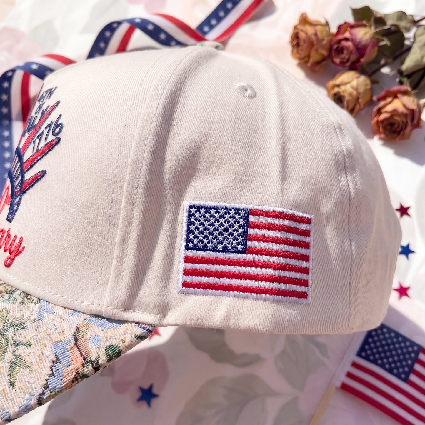 Custom Name Land Of Free FLoral Hat