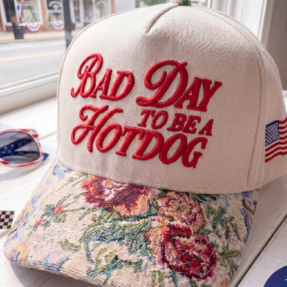 Bad Day To Be A Hot Dog FLoral Hat
