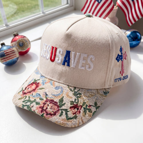 Jesus Save USA FLoral Hat