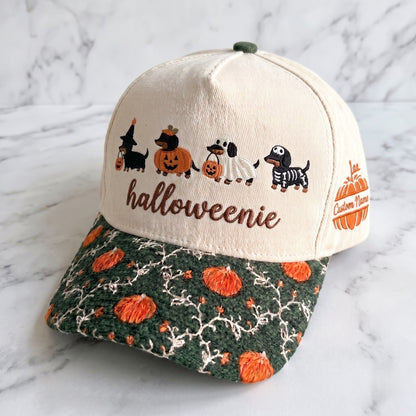 Halloweenie Pumpkin Tapestry Brim Hat