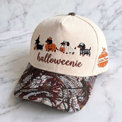 Halloweenie Pumpkin Tapestry Brim Hat