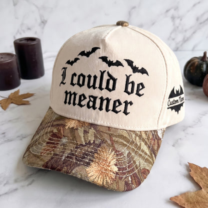 I Could Be Meaner Pumpkin Tapestry Brim Hat