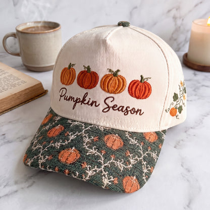 Pumpkin Season Tapestry Brim Hat