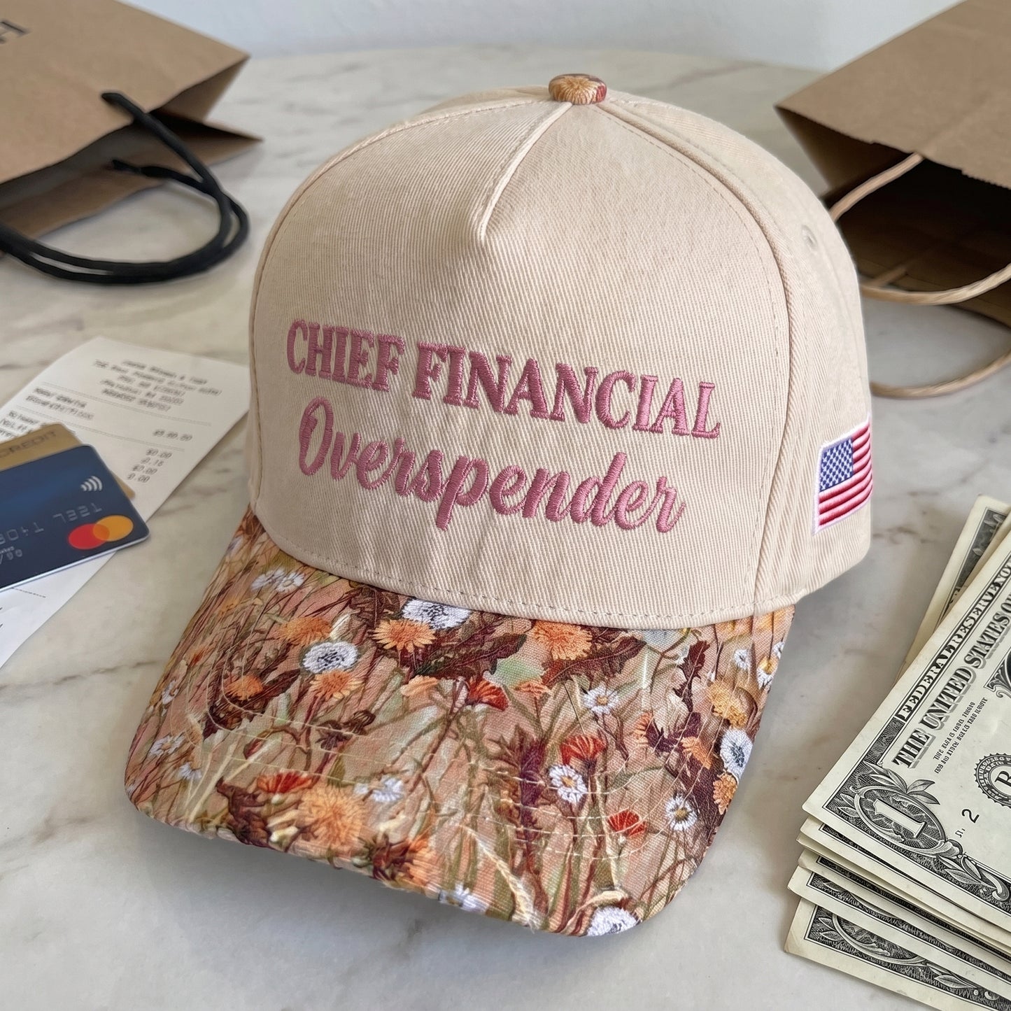 CHIEF FINANCIAL Overspender FLoral Hat