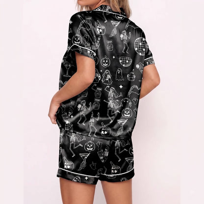 Ghost Party Satin Pajamas Embroidery