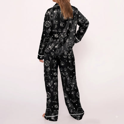 Ghost Party Satin Pajamas Embroidery