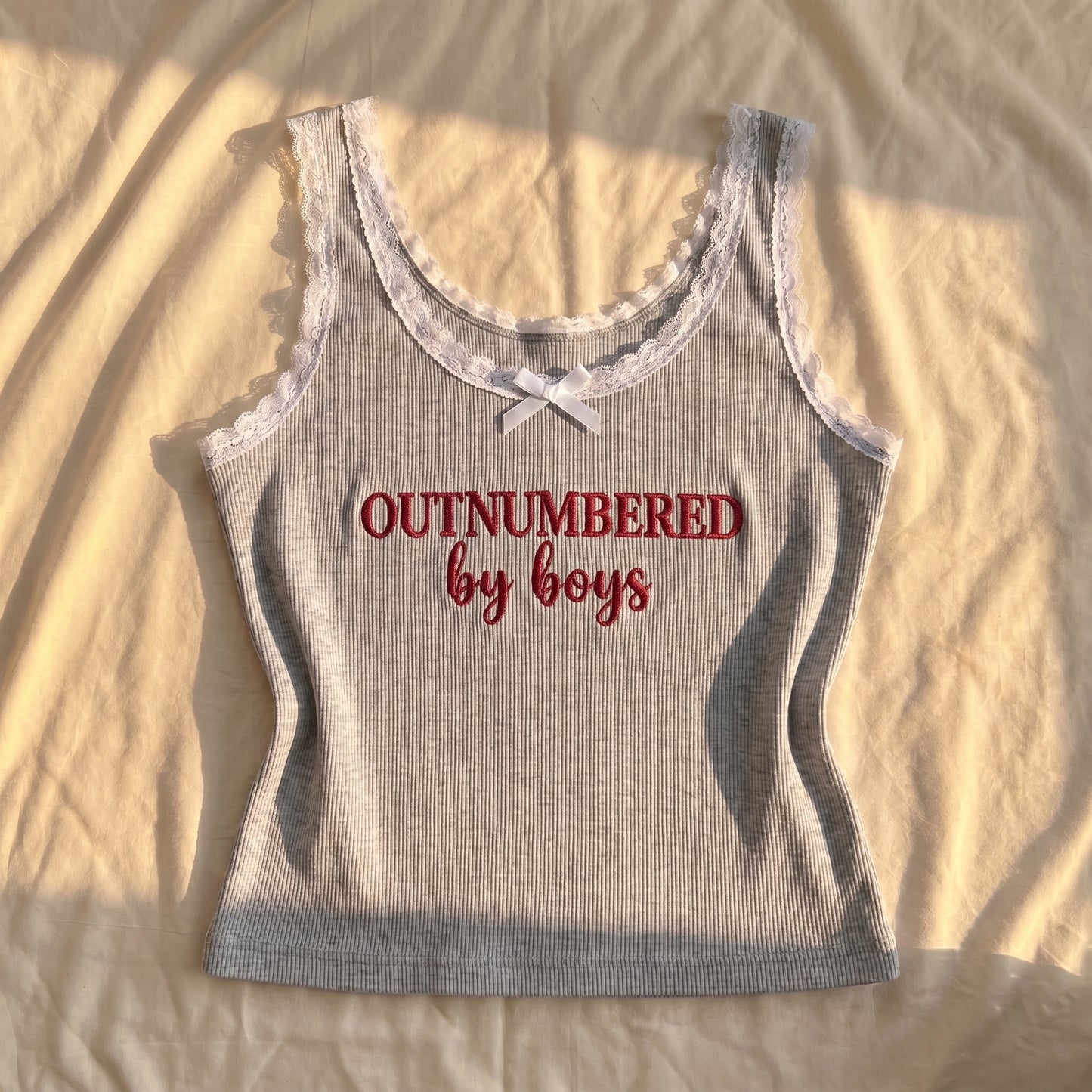 Outnumbered By Boys Lace Tank Top