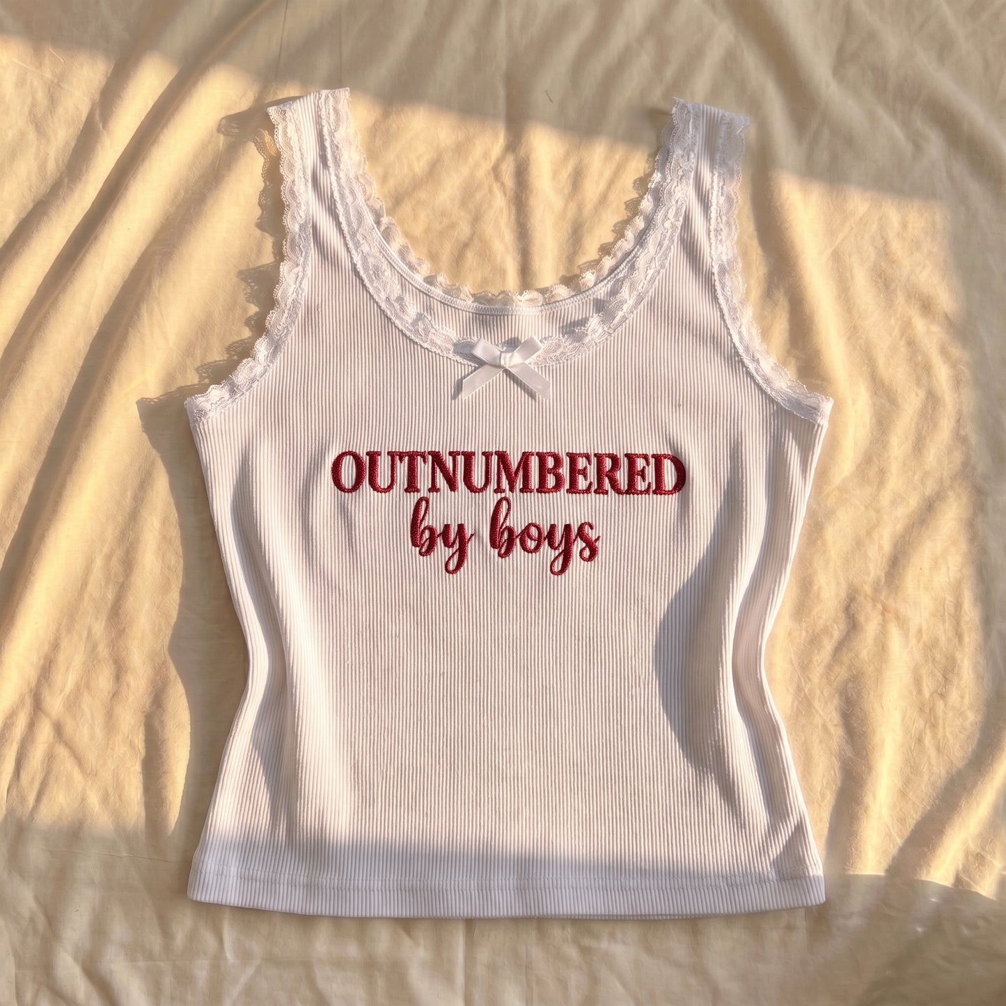 Outnumbered By Boys Lace Tank Top