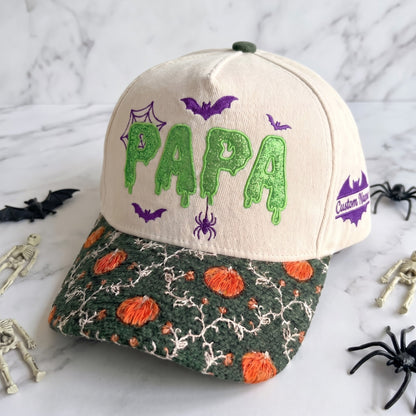 PAPA Neon Gliter Pumpkin Tapestry Brim Hat