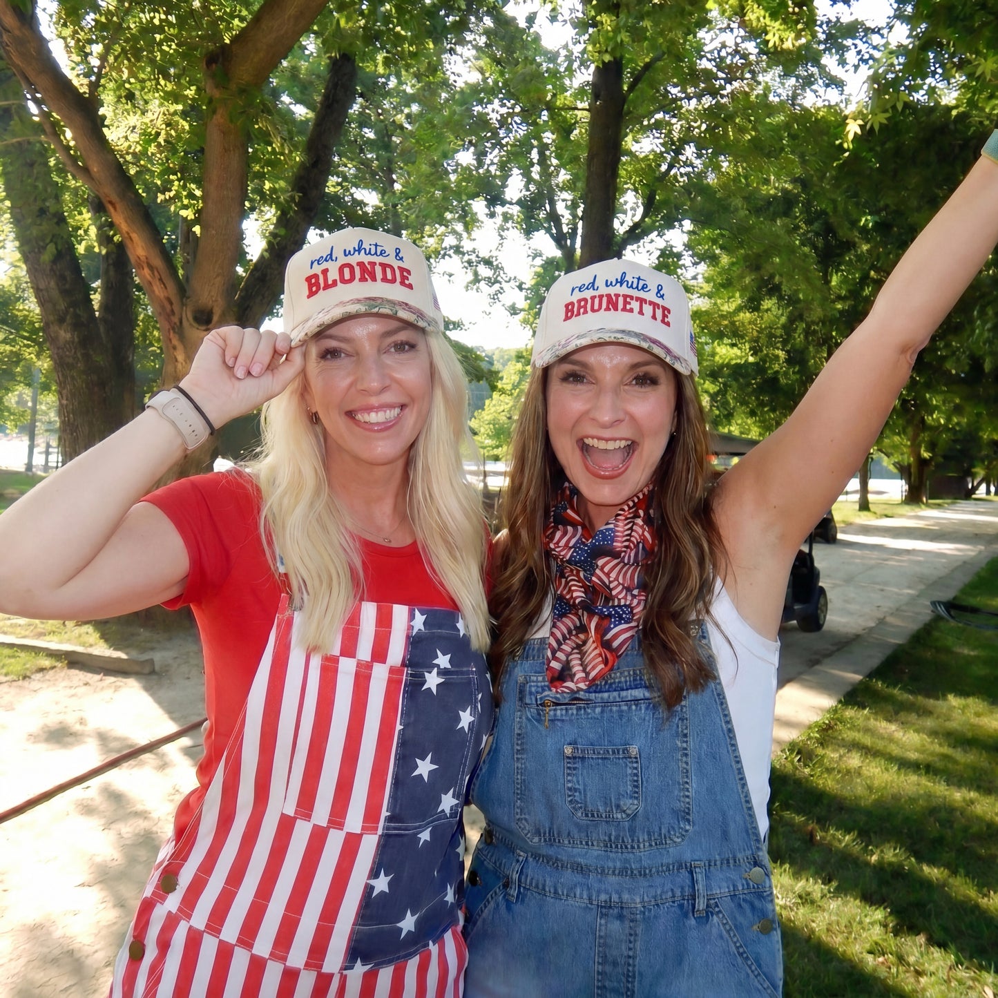 Red, White And Brunette FLoral Hat