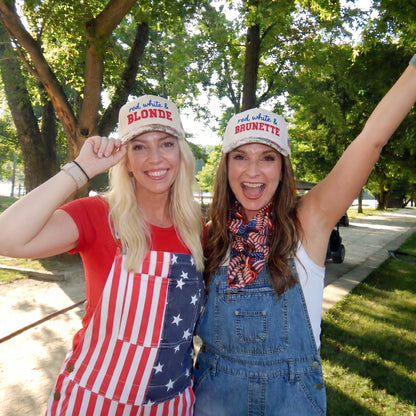 Red, White And Brunette FLoral Hat
