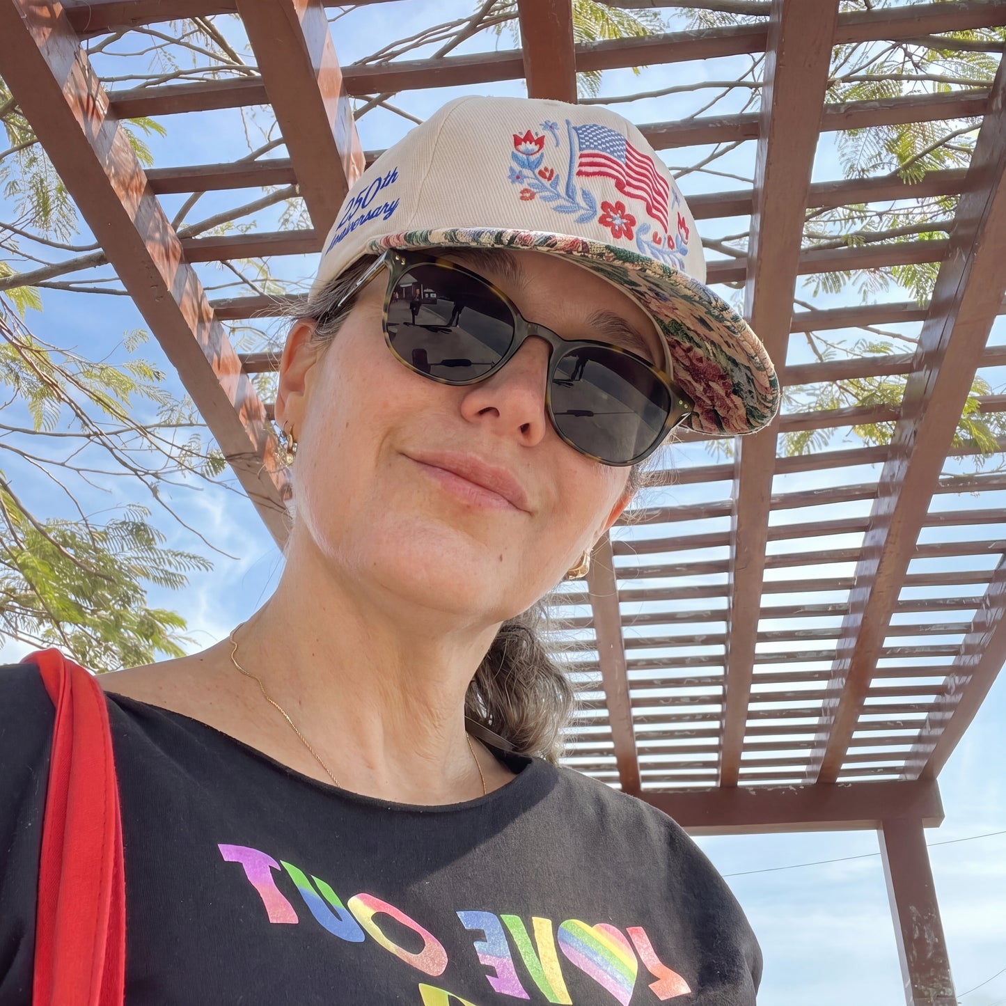 Summer Flower USA Flag FLoral Hat