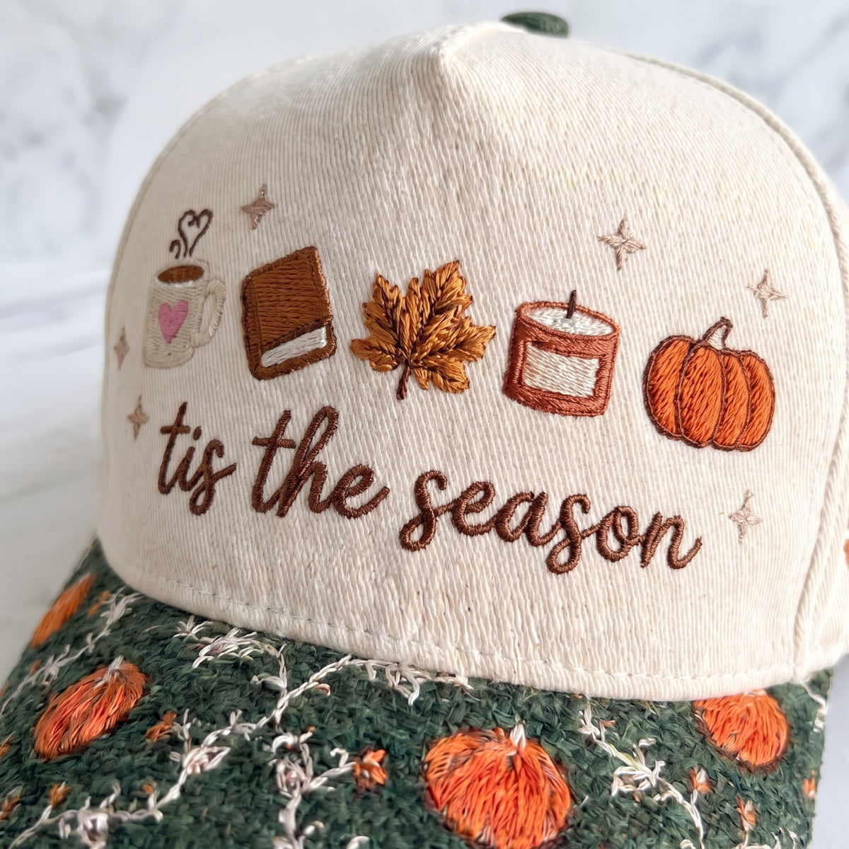 Tis The Season Pumpkin Tapestry Brim Hat