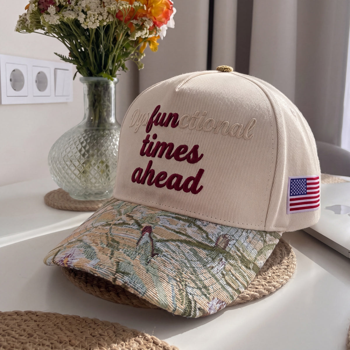Fun Times Ahead Tapestry FLoral Hat