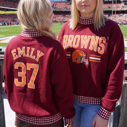 States Appliqué Gingham Mockneck