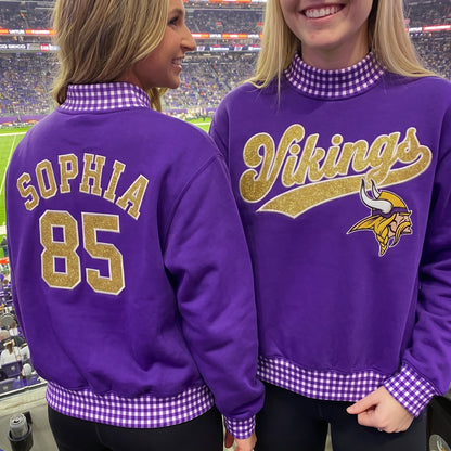 States Appliqué Gingham Mockneck