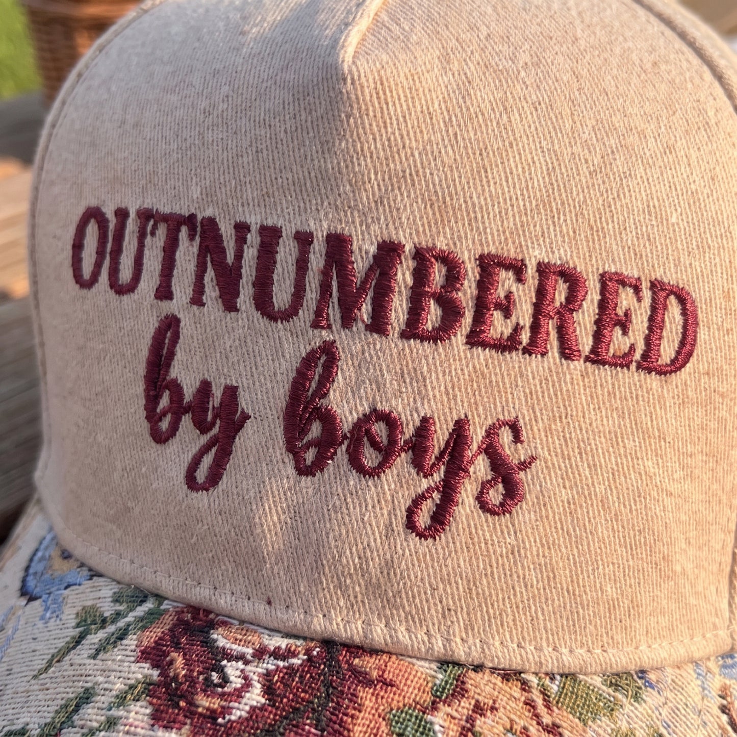 Outnumbered By Boys FLoral Hat
