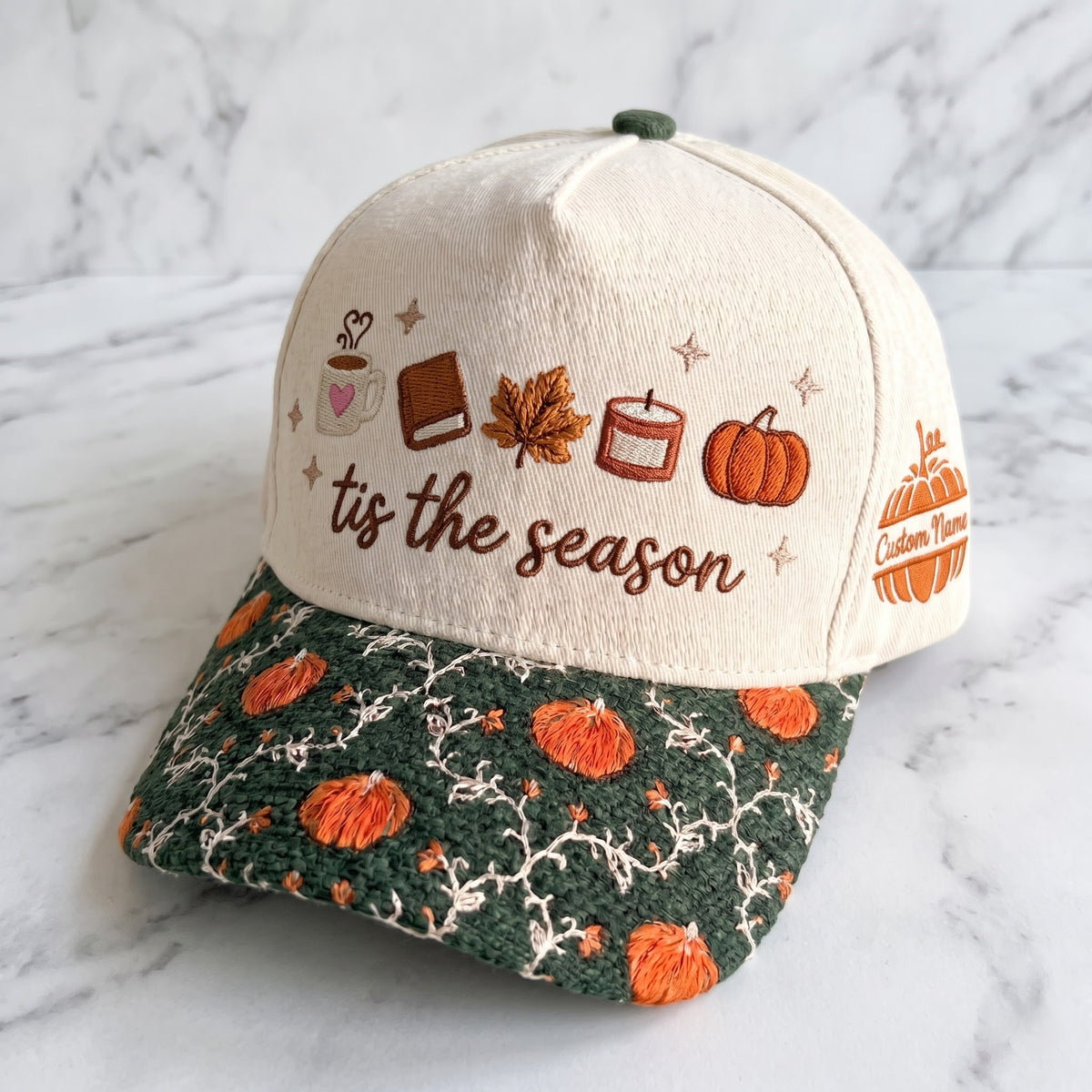 Tis The Season Pumpkin Tapestry Brim Hat