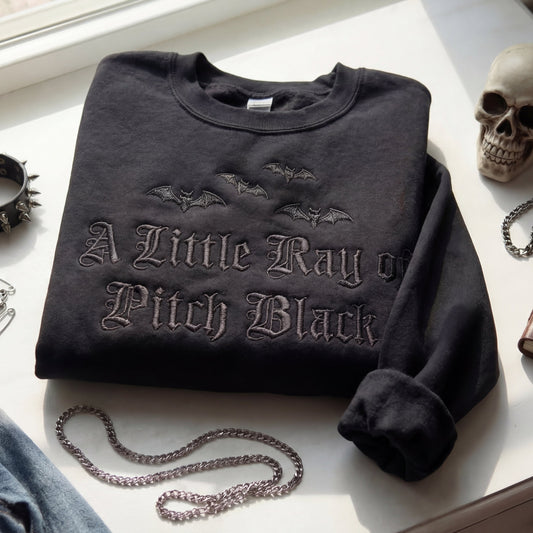 A Little Ray Of Pitch Black Gothic Embroidered Shirt