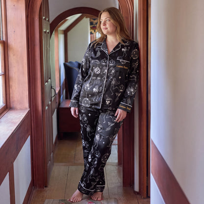 Ghost Party Satin Pajamas Embroidery