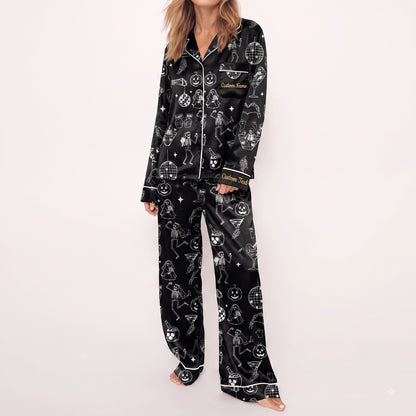 Ghost Party Satin Pajamas Embroidery