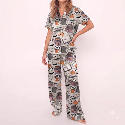 Ghost & Books Satin Pajamas Embroidery