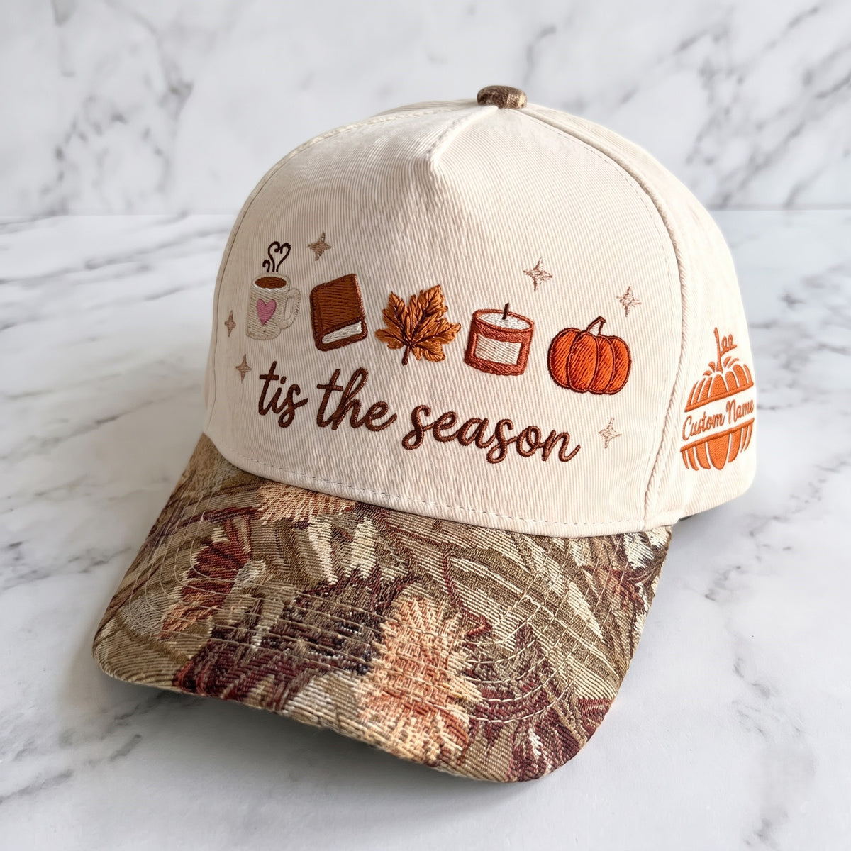 Tis The Season Pumpkin Tapestry Brim Hat