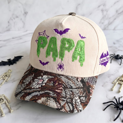 PAPA Neon Gliter Pumpkin Tapestry Brim Hat