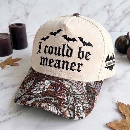 I Could Be Meaner Pumpkin Tapestry Brim Hat