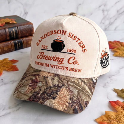 Witch Brewing Pumpkin Tapestry Brim Hat