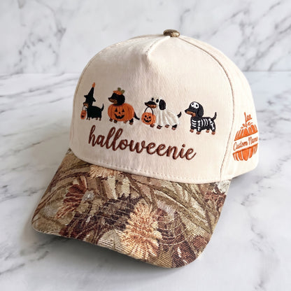 Halloweenie Pumpkin Tapestry Brim Hat