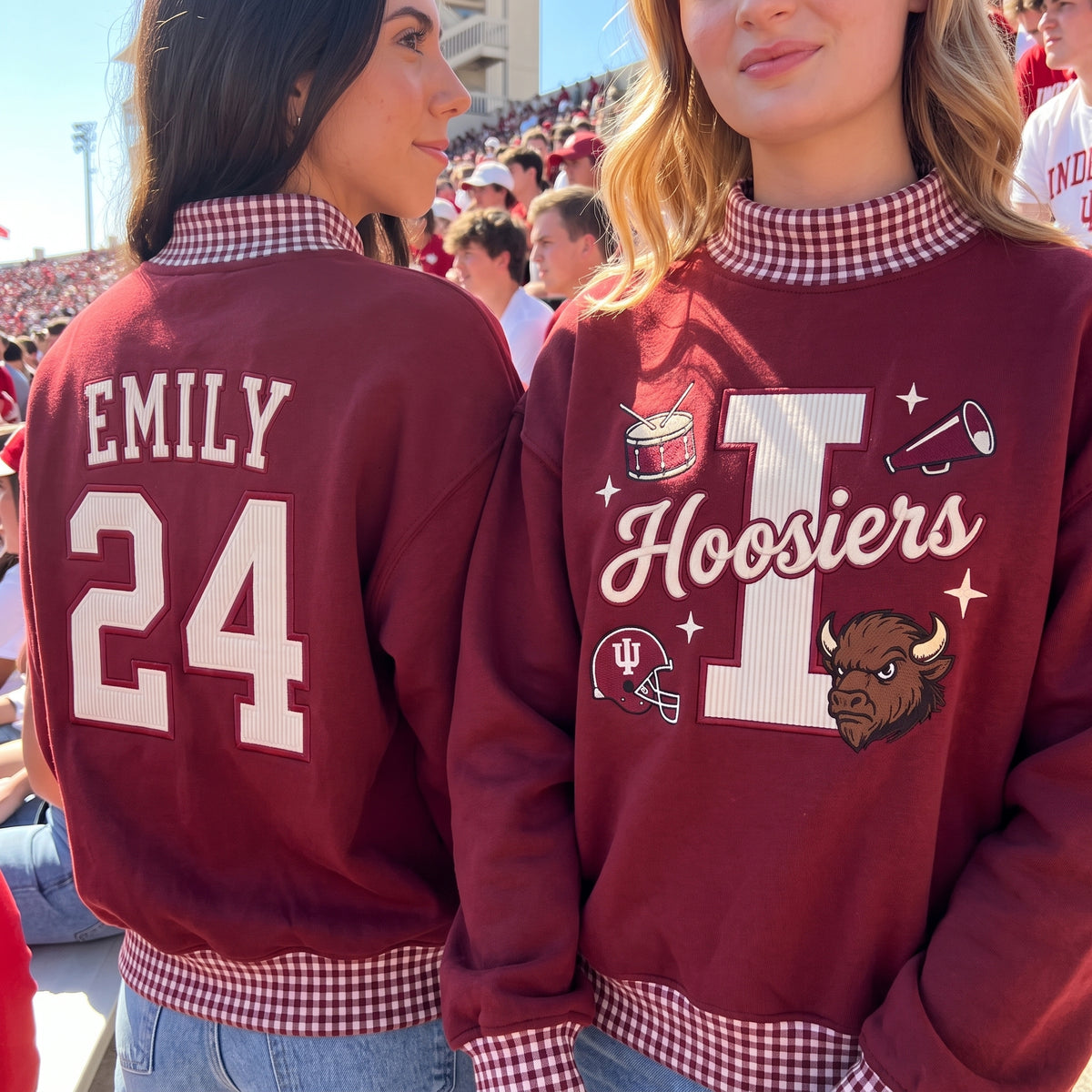 Colleges Mascot Appliqué Gingham Mockneck