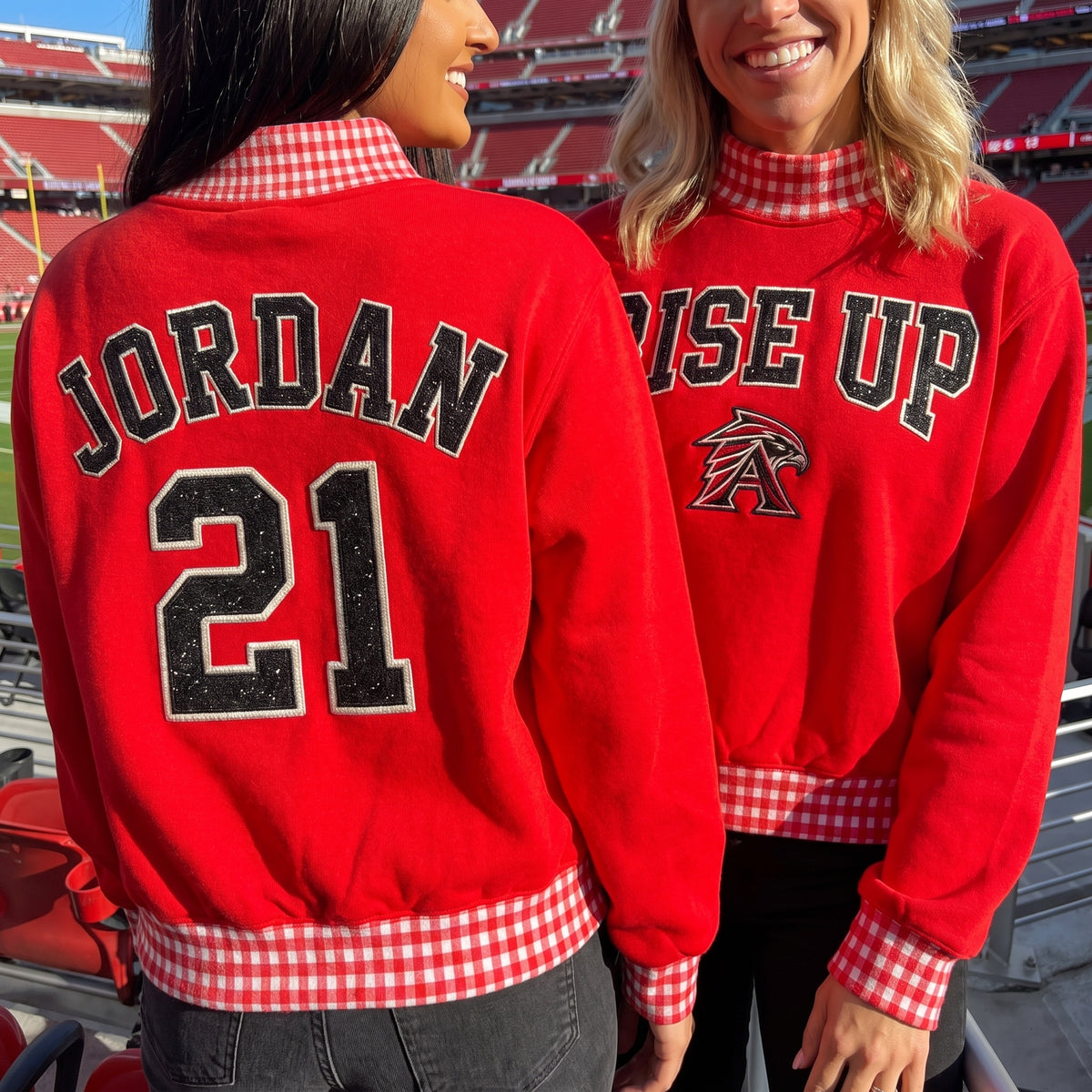Game Day Appliqué Gingham Mockneck